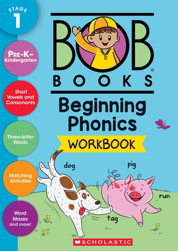 Portada de Bob Books - Beginning Phonics Workbook | Phonics, Writing Practice, Ages 4 and up, Kindergarten, First Grade (Stage 1: Starting to Read)